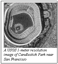 :  A USGS 1-meter resolution image of Candlestick Park near San Francisco